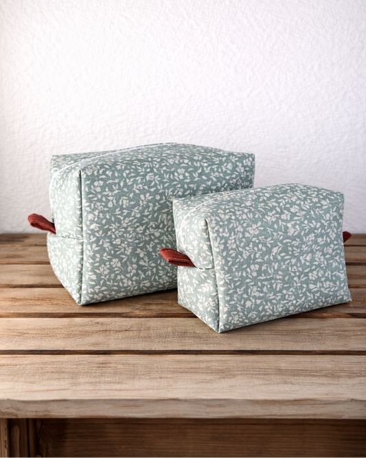 Quilted Rectangular Pouch- Sage Blossom