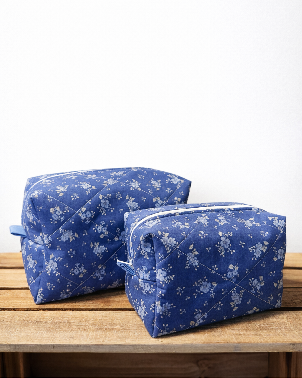 Quilted Rectangular Pouch- Bluebell Garden
