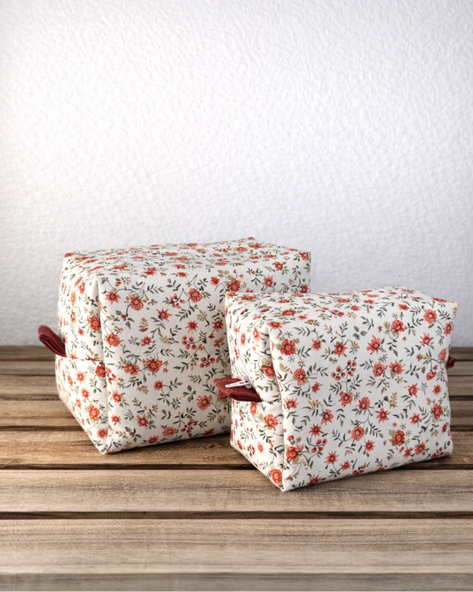 Quilted Rectangular Pouch- Vintage Rose