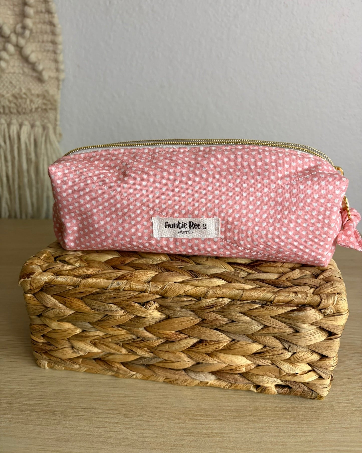 Pink Heart Pencil Pouch | Makeup Brush Pouch