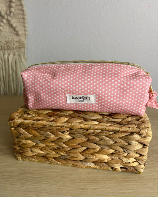 Pink Heart Pencil Pouch | Makeup Brush Pouch