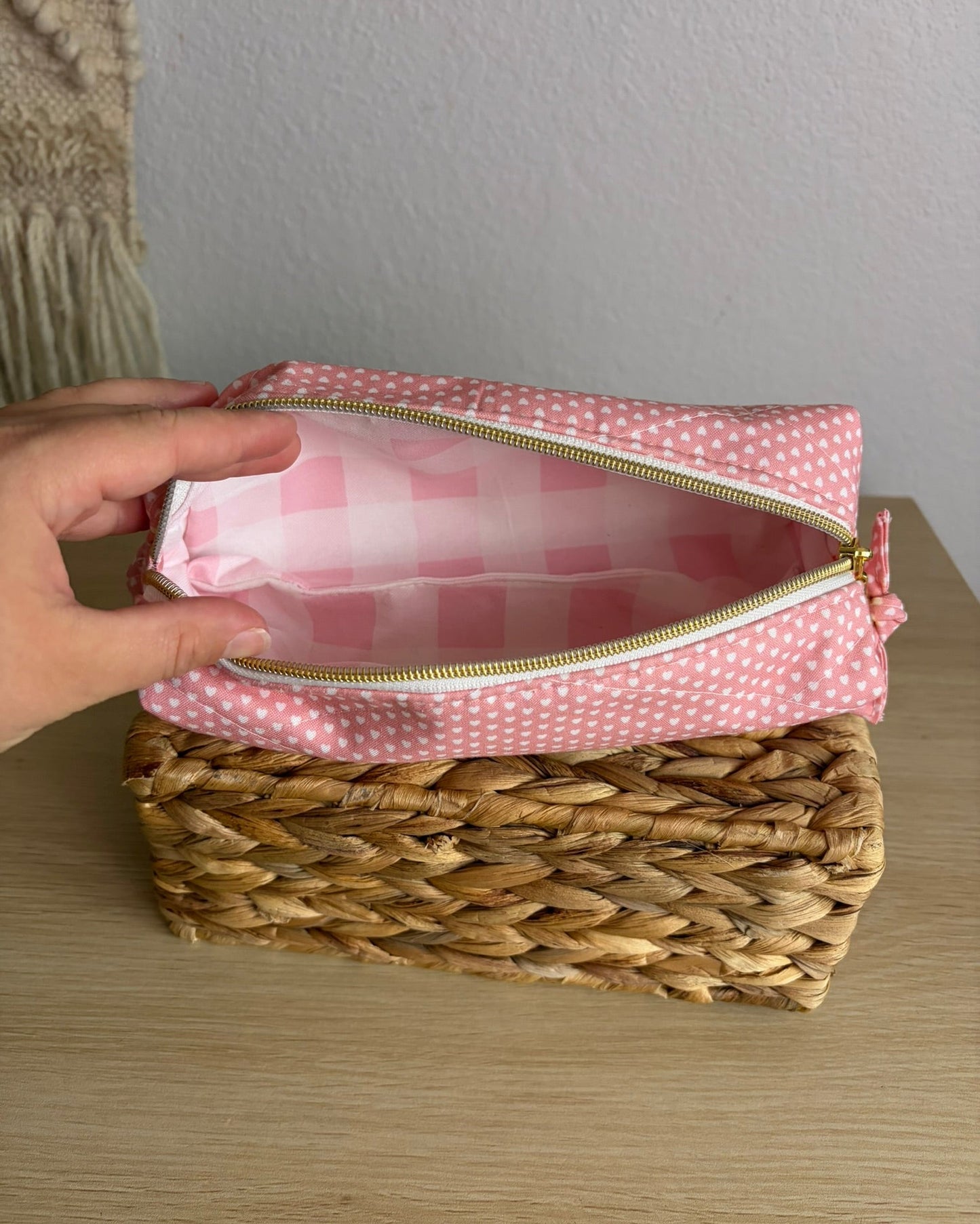Pink Heart Pencil Pouch | Makeup Brush Pouch