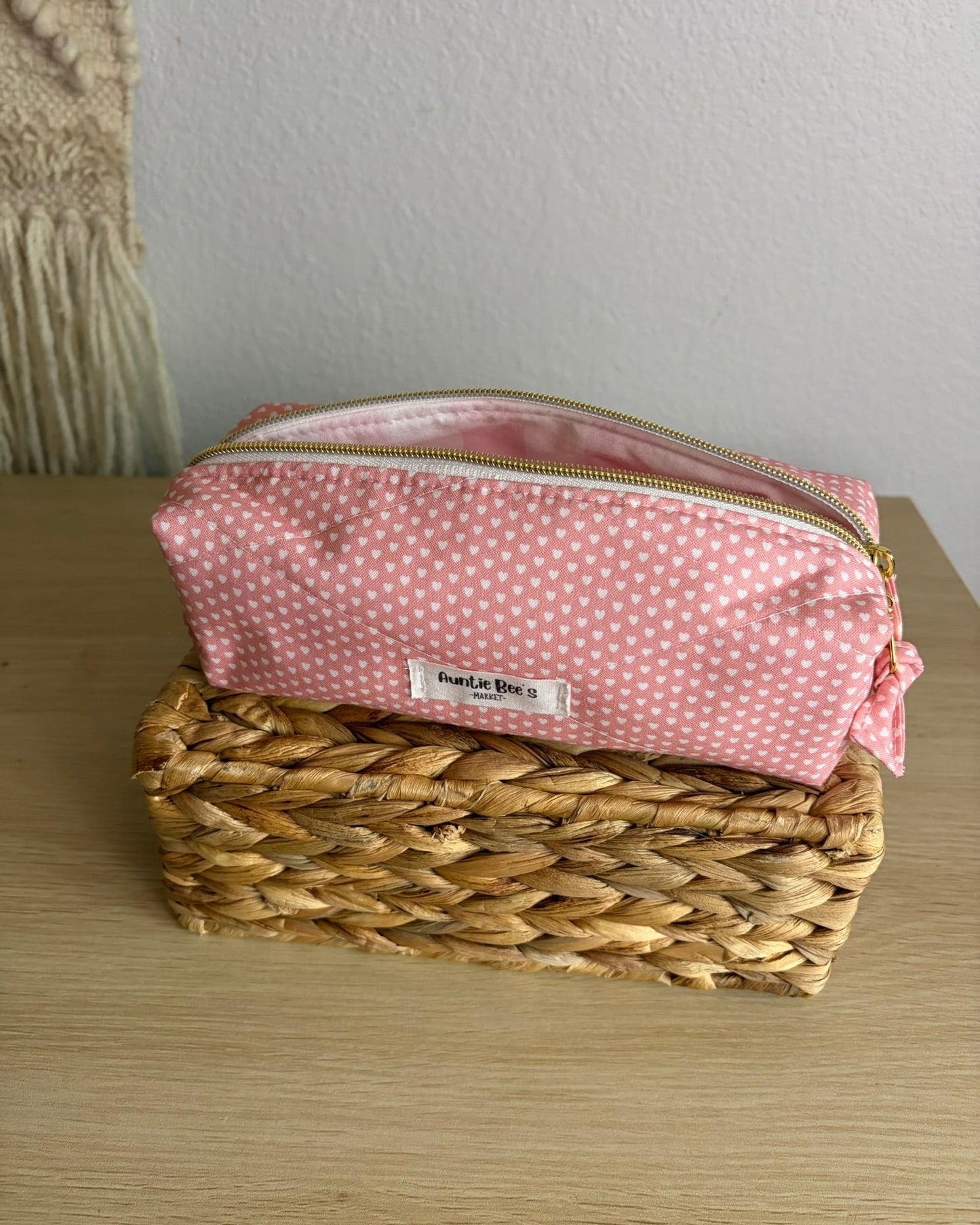 Pink Heart Pencil Pouch | Makeup Brush Pouch