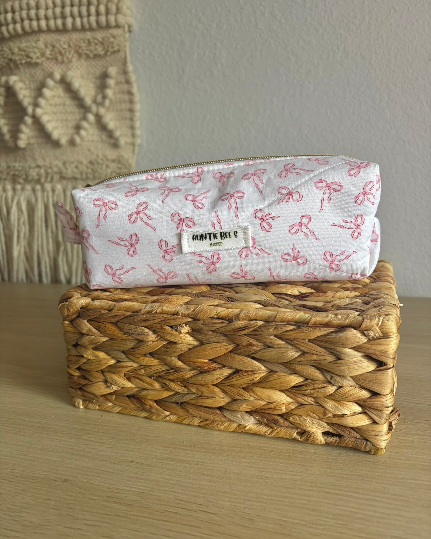 Pink Ribbon Pencil Pouch | Makeup Brush Pouch