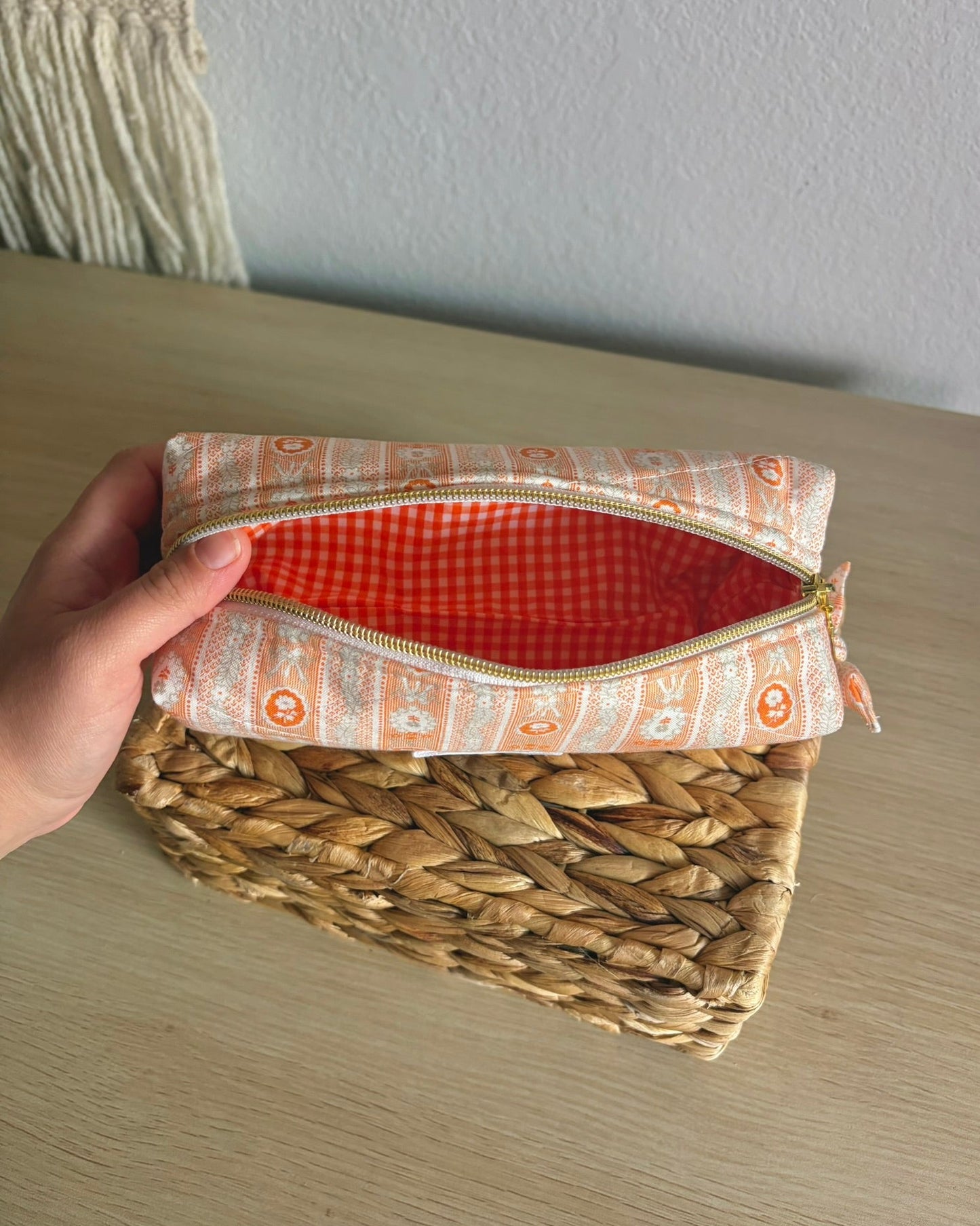 Orange Pencil Pouch | Makeup Brush Pouch