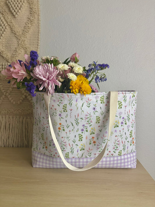 Floral Tote Bag | Cottagecore Market Tote | Handmade Everyday Shoulder Bag